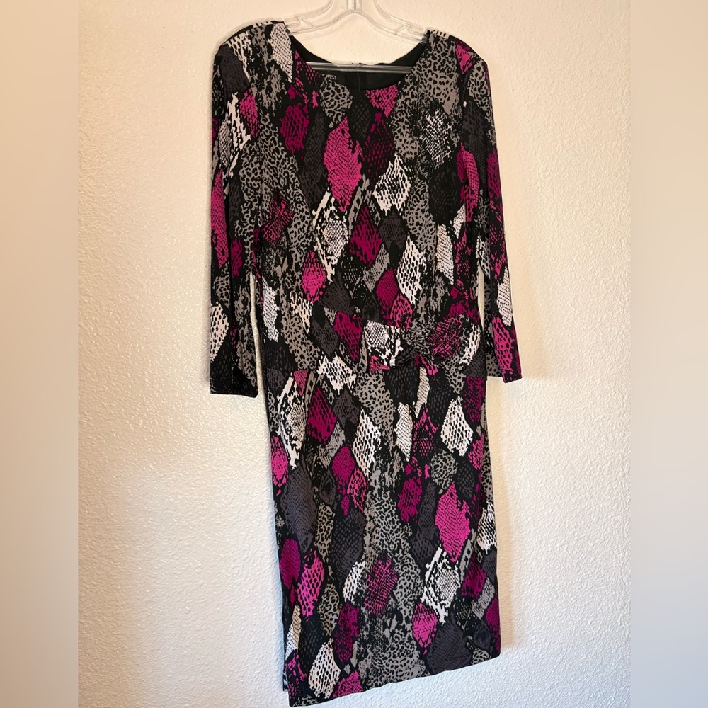 Nine West Long Sleeve Dress in Pink and Black